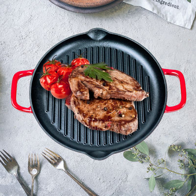 De aangepaste Handvatten van Pan Enamel Coating With Two van de Fornuis Hoogste Grill