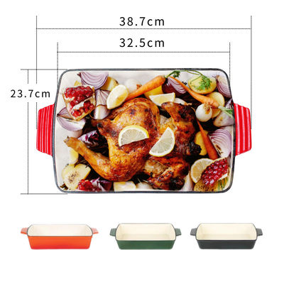 27*24*4.5cm Gietijzer die de Pan van het het Gietijzerbaksel van Pan Heavy Duty Enamel Coating braden