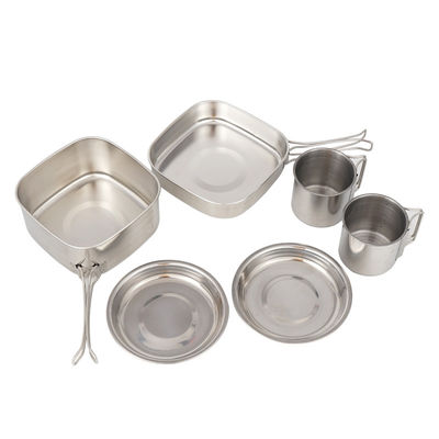 H6.8CM het kamperen het Koken het Vastgestelde D14.7CM Roestvrij staal Kamperen Cookware 6pcs/Set