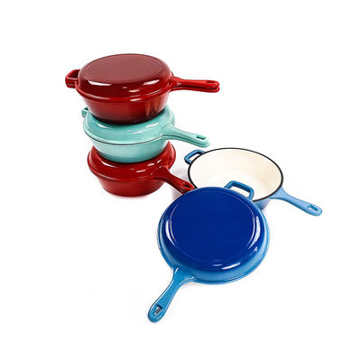 Het Geëmailleerde Gietijzer Cookware Pan Lid And Stew Pot 2 van BSCI SGS in 1