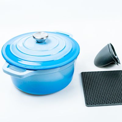 OEM Gietijzeren Braadpan Twee handvatten Ronde Braadpan Schotel Met Deksel