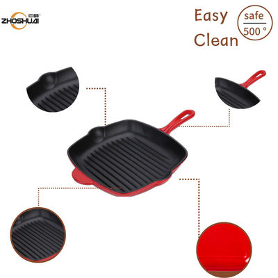 9 Grill Pan With Long Handle van het duim de Duracast Geëmailleerde Gietijzer
