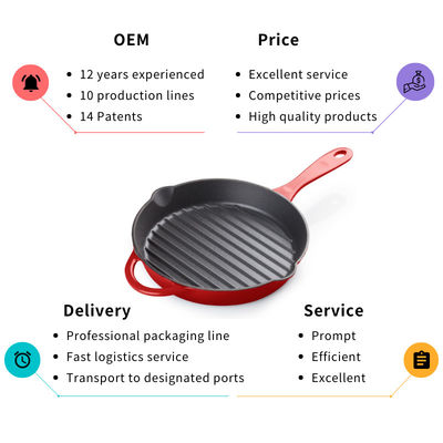 de 26cm Gekruide Bodem van Pan Healthy Cooking With Ridge van de Gietijzerkoekepan