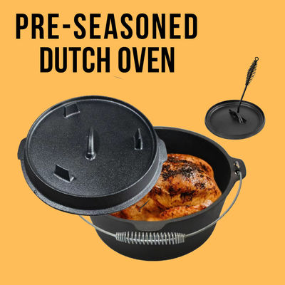 Matt Black Pre Seasoned Cast-Gemakkelijke Oven van het Ijzerkamp 2 de Kwart gallons handhaaft