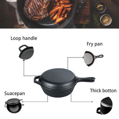 2 in 1 Pre Gekruide Grote braadschotel van de Gietijzerbraadpan met Lang Handvat