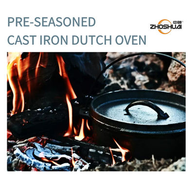 31X14“ Gietijzer Dubbel Nederlands Oven Pre Seasoned Matt Black met Benen