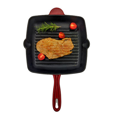 9 Grill Pan With Long Handle van het duim de Duracast Geëmailleerde Gietijzer