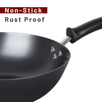 Van de Wokpan pre seasoned with glass van het roestbewijs het Chinese Deksel ISO9001