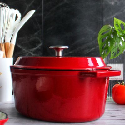 Braadpan van het email de Ovale Gietijzer 4,5 Kwart gallon met Functionaliteit en Stijl