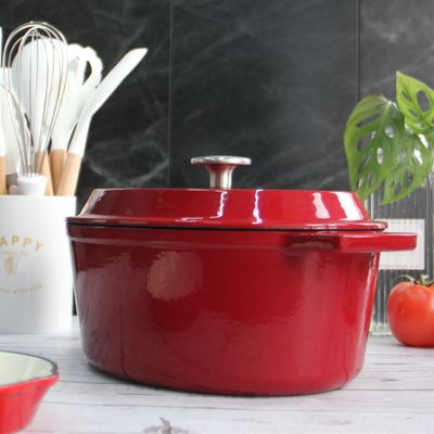 Braadpan van het email de Ovale Gietijzer 4,5 Kwart gallon met Functionaliteit en Stijl