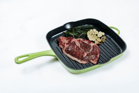 9 Grill Pan With Long Handle van het duim de Duracast Geëmailleerde Gietijzer