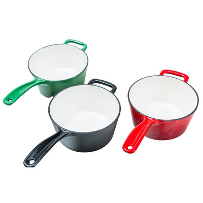 16cm Rode Geëmailleerde Ijzer Gegoten Steelpanpot met Lang Handvat