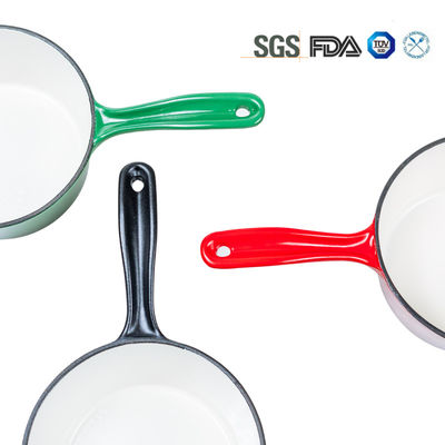 16cm Rode Geëmailleerde Ijzer Gegoten Steelpanpot met Lang Handvat