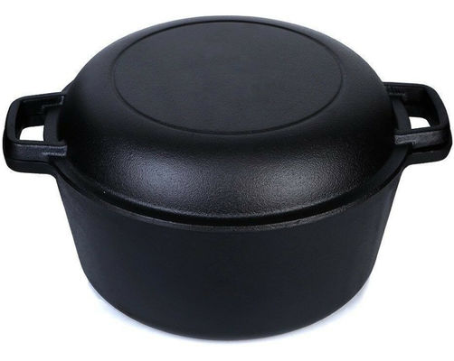 Pre Seasoned Cast Iron Skillet and 4.8L Double Dutch Oven Set