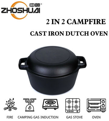 Pre Seasoned Cast Iron Skillet and 4.8L Double Dutch Oven Set