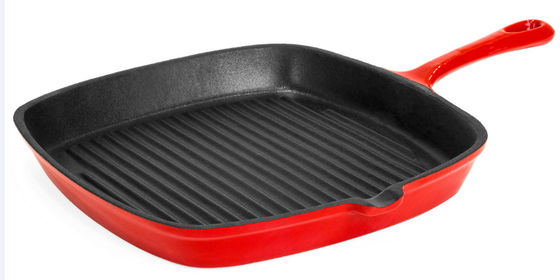 De groene Geëmailleerde Frituurpan van Pan Non Stick Cast Iron van de Gietijzerkoekepan