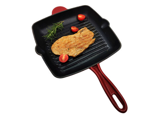 De groene Geëmailleerde Frituurpan van Pan Non Stick Cast Iron van de Gietijzerkoekepan