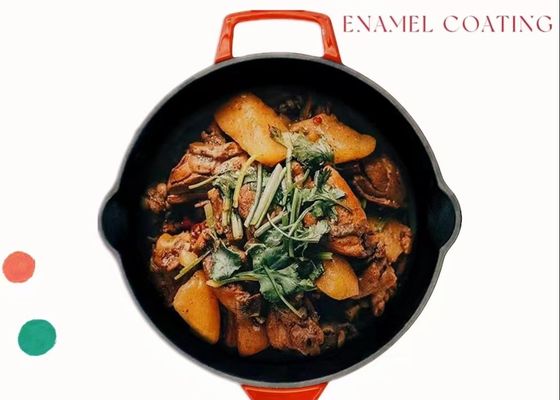 Niet frituurt de Stok Geëmailleerde Gietijzerkoekepan Pan With Handles