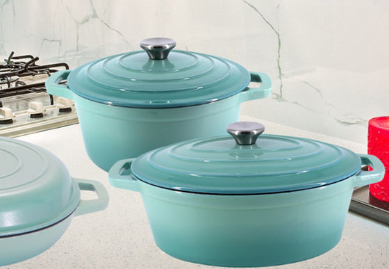 Non-Stick van het Gietijzer Nederlandse Oven Two Handles Cast Iron van 2.4L de Braadpanpot