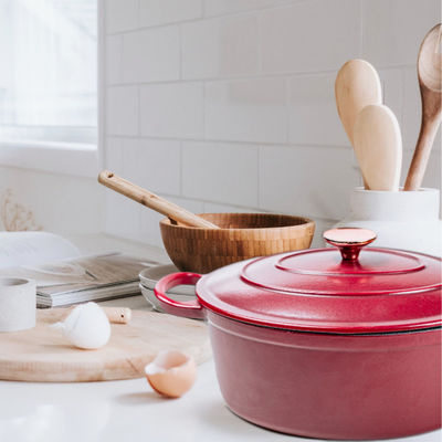 Matt Red Cast Iron Dutch-Oven 4,5/7,2 Kwart gallon voor Inductiefornuis