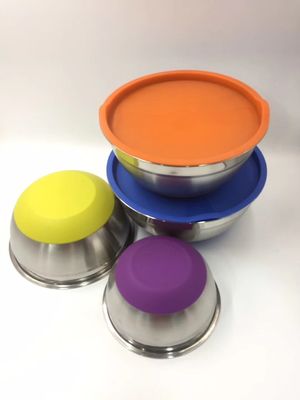 De Saladekom van het roestvrij staalmetaal met de Bodem van het Deksel1.25l-5l Silicone