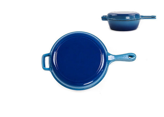 26*8cm snakt Blauwe Pan 2 van de Gietijzerbraadpan in 1 4.8kg met Één handvat