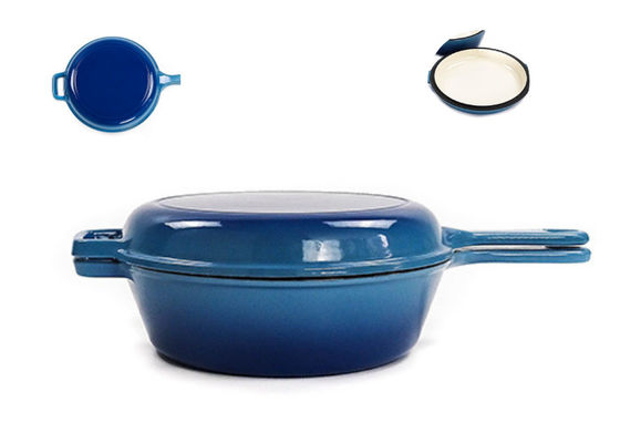 2 in 1 Gietijzerkoekepan Pan Enamel Coated de Koekepanbraadpan van het 3,2 Kwart gallonGietijzer