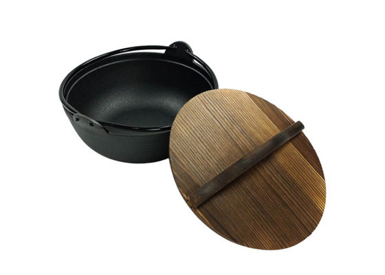 Deksel van het Gietijzer het Nederlandse Oven Pre Seasoned With Wooden van cm van 18/20/27