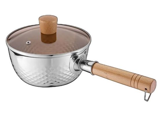 20/22cm het Roestvrije staal Cookware plaatst 304 Roestvrij staalsteelpan met Glasdeksel
