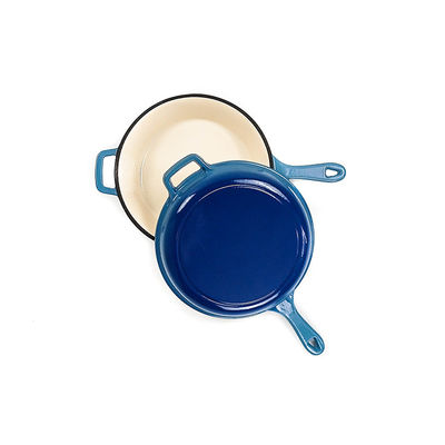26*8cm snakt Blauwe Pan 2 van de Gietijzerbraadpan in 1 4.8kg met Één handvat