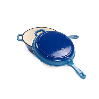 26*8cm snakt Blauwe Pan 2 van de Gietijzerbraadpan in 1 4.8kg met Één handvat