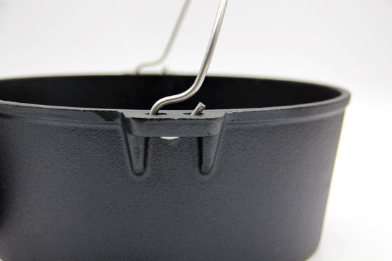 Voorgewassen 6 kg gietijzeren kampvuur Nederlandse oven met deksel - 5,5 liter ronde gietijzeren pot voor buiten koken, kachel en oven gebruik