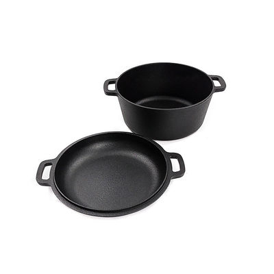 26cm het Gietijzergrote braadschotel 2 van de Gietijzerbraadpan 4.8L in 1 Gemakkelijk Handvat