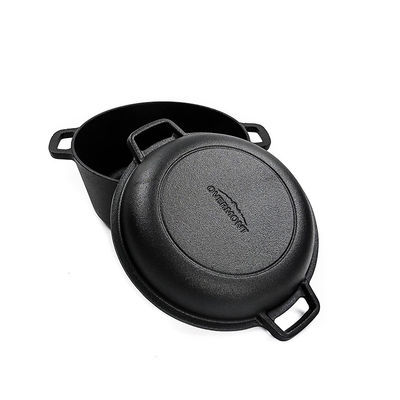 26cm het Gietijzergrote braadschotel 2 van de Gietijzerbraadpan 4.8L in 1 Gemakkelijk Handvat