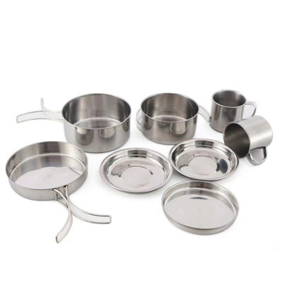 8pcs het kamperen Kokende Vastgestelde Roestvrije het Kamperen Reeks Wandelingspot ISO9001