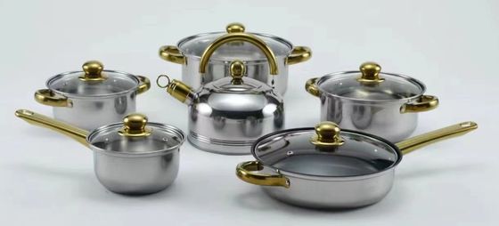 De Pot van Cookware van het Stok niet Roestvrije staal 6 Stukken van het Reeksenvoedsel de Rang Geen het Scheeftrekken