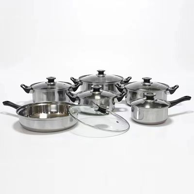 De Pot van Cookware van het Stok niet Roestvrije staal 6 Stukken van het Reeksenvoedsel de Rang Geen het Scheeftrekken