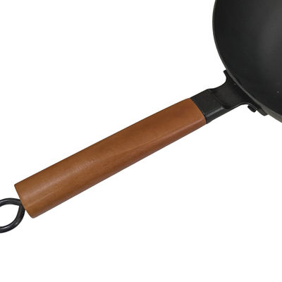 12“ Diametersgs de Wok van de Gietijzerkoekepan met Houten Handvat