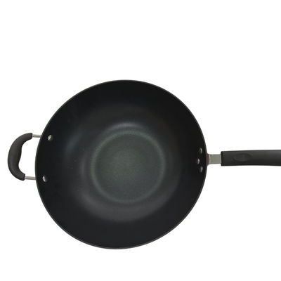 De veelzijdige van de het Gietijzerkoekepan van 12Inch Chinese Wok met Hittebestendig Handvat