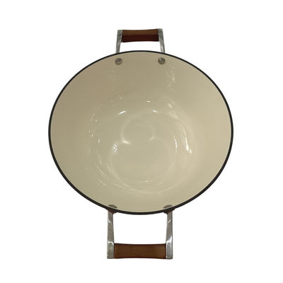 15Inch de Chinese Wok van de Gietijzerkoekepan met Duurzame Lijnhandvatten
