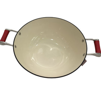 15Inch de Chinese Wok van de Gietijzerkoekepan met Duurzame Lijnhandvatten