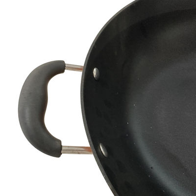De Koekepan Chinese Wok van het premie13inch Gietijzer met Aangemaakte Glasdeksel en niet Stok
