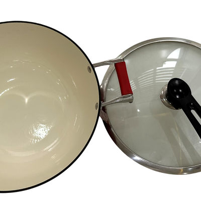 15Inch de Chinese Wok van de Gietijzerkoekepan met Duurzame Lijnhandvatten
