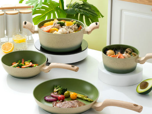 ODM niet Stokaluminium Cookware Vastgestelde 5Piece met Afneembare Handvatten