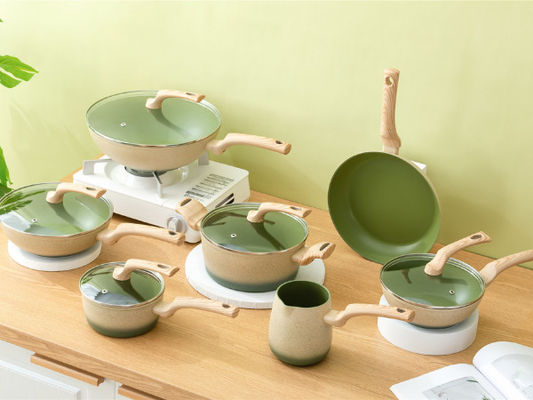 ODM niet Stokaluminium Cookware Vastgestelde 5Piece met Afneembare Handvatten