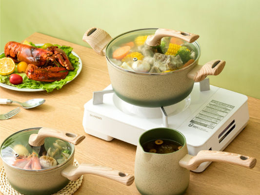 ODM niet Stokaluminium Cookware Vastgestelde 5Piece met Afneembare Handvatten