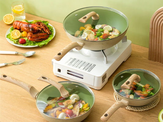 ODM niet Stokaluminium Cookware Vastgestelde 5Piece met Afneembare Handvatten