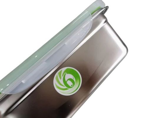 Herbruikbare container van roestvrij staal met een transparant plastic deksel van 18 cm