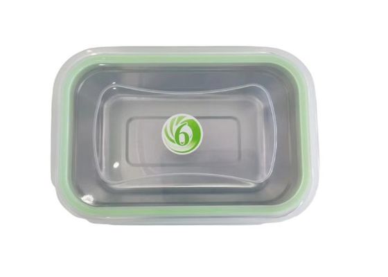 Herbruikbare container van roestvrij staal met een transparant plastic deksel van 18 cm