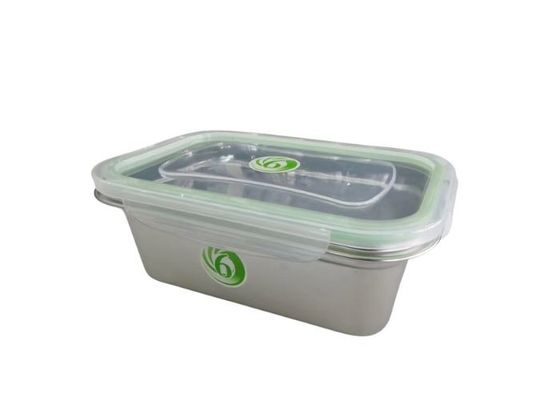 Herbruikbare container van roestvrij staal met een transparant plastic deksel van 18 cm